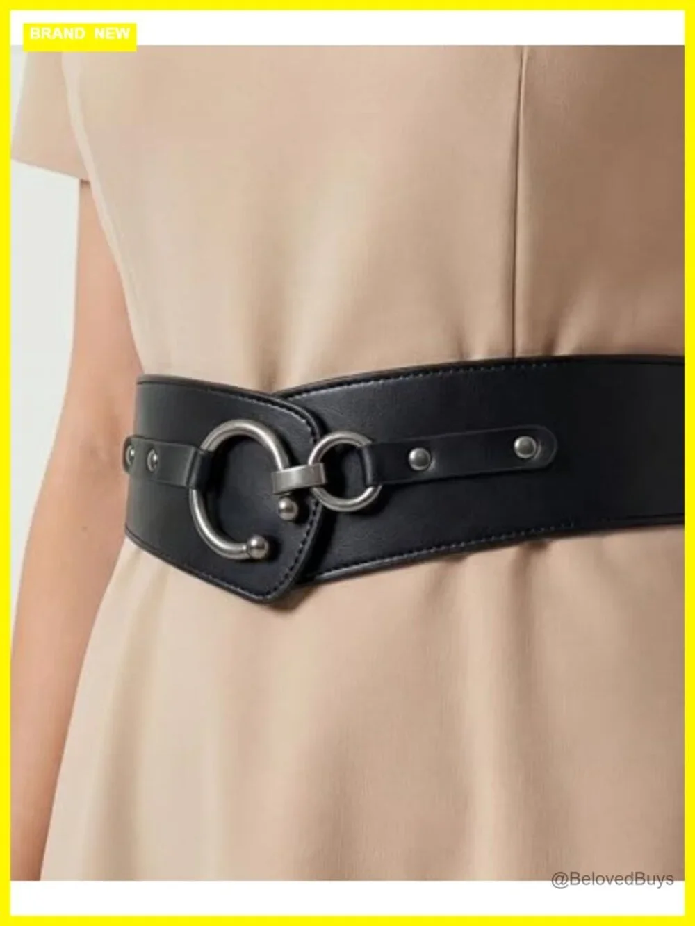 Faux Leather Cinch Belt with O-Ring Hook
